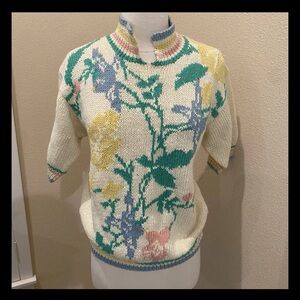 NWT Vintage J Christopher Sweater Hand Knit Floral Grandma Cottagecore Small